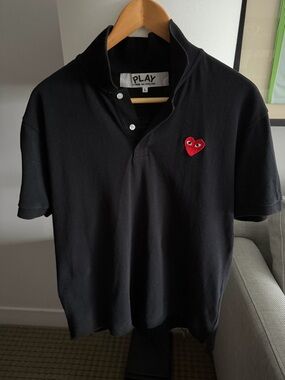 Comme des Garçons PLAY - Black Polo with Red Heart Patch - NWOT (Size L)